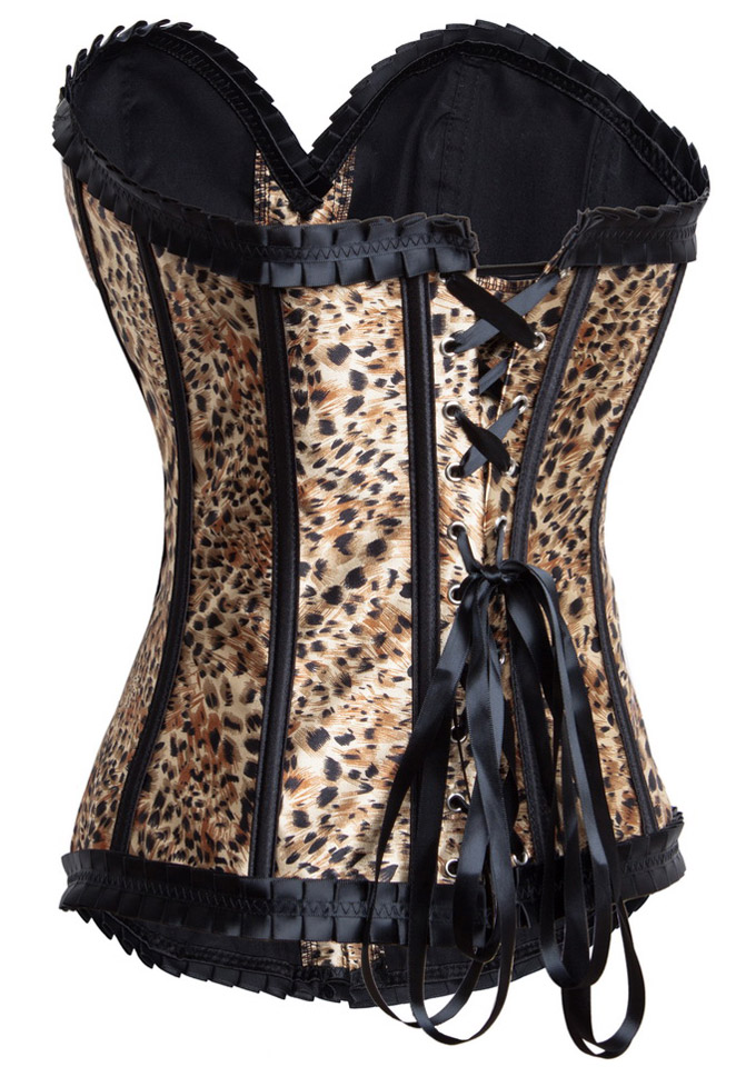 Leopard Print Satin Corset Wholesale Lingerie,Sexy Lingerie,China Lingerie Supplier