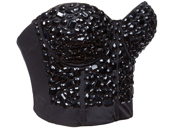 Rhinestone Cover Bustier Top Black