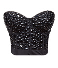 Rhinestone Cover Bustier Top Black