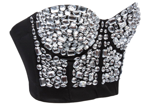 Rhinestone Cover Bustier Top Silver