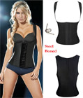 Latex Rubbber Steel Boned Body Shaper Black