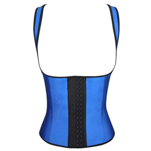 Latex Rubbber Steel Boned Body Shaper Blue