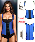 Latex Rubbber Steel Boned Body Shaper Blue