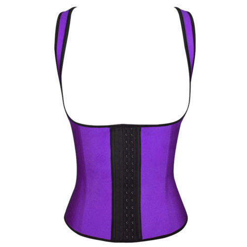 Latex Rubbber Steel Boned Body Shaper Purple