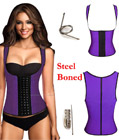 Latex Rubbber Steel Boned Body Shaper Purple