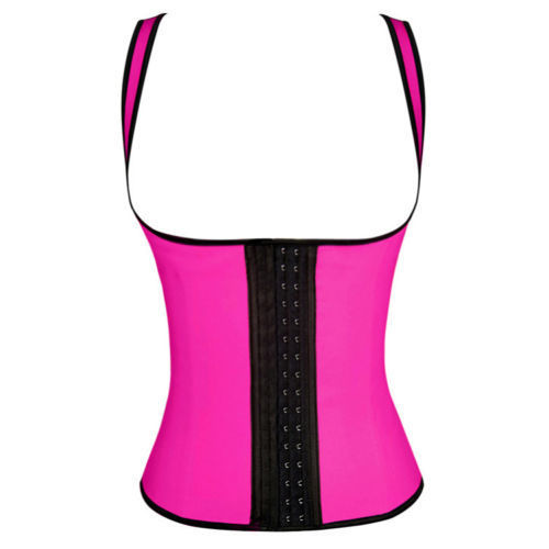 Latex Rubbber Steel Boned Body Shaper Pink