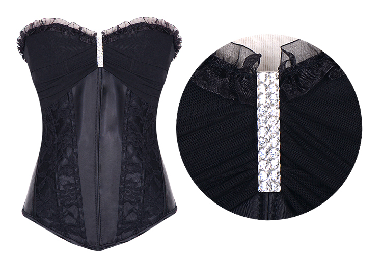 Hot Lady Bridal Satin Corset Black