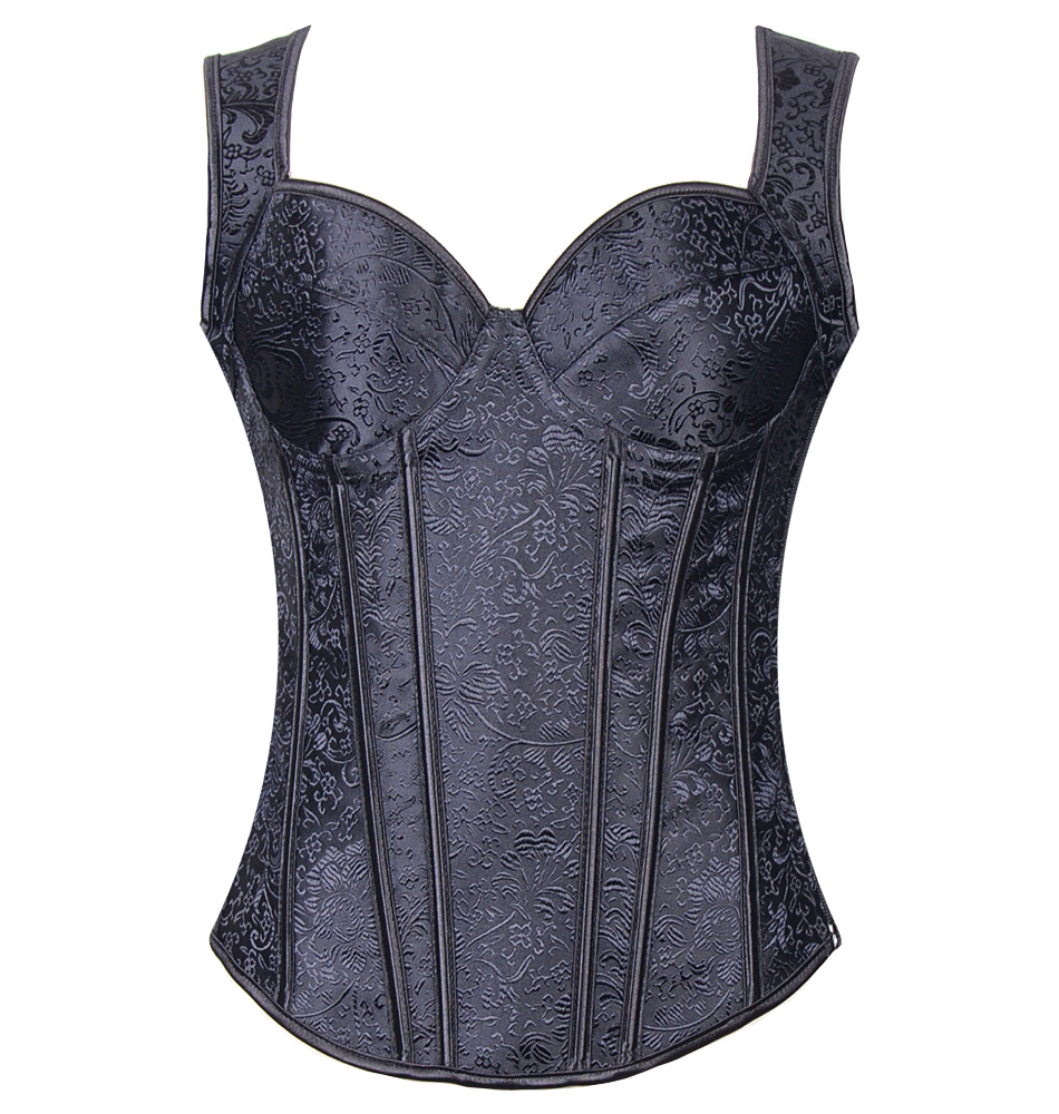 Satin Jacquard Pattern Bandage Halter Corset