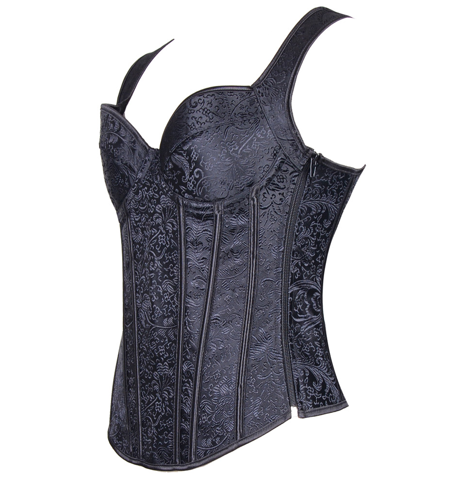 Satin Jacquard Pattern Bandage Halter Corset