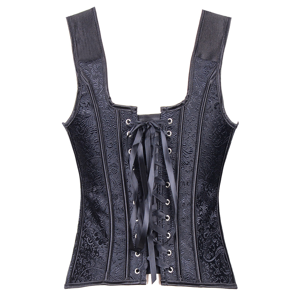 Satin Jacquard Pattern Bandage Halter Corset