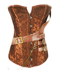 Brown Brocade Belt Steampunk Overbust Corset