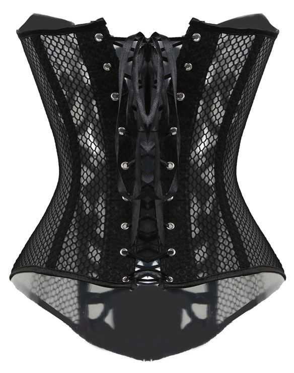 Elastic Net Hollow Out Flowers Mesh Corset