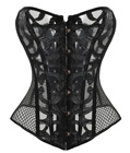 Elastic Net Hollow Out Corset Black