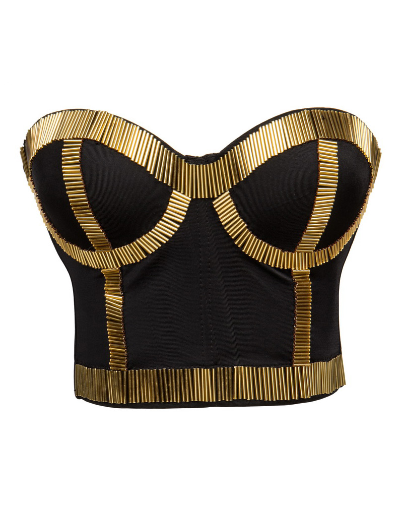 Metallic Steampunk Bustier Top Gold