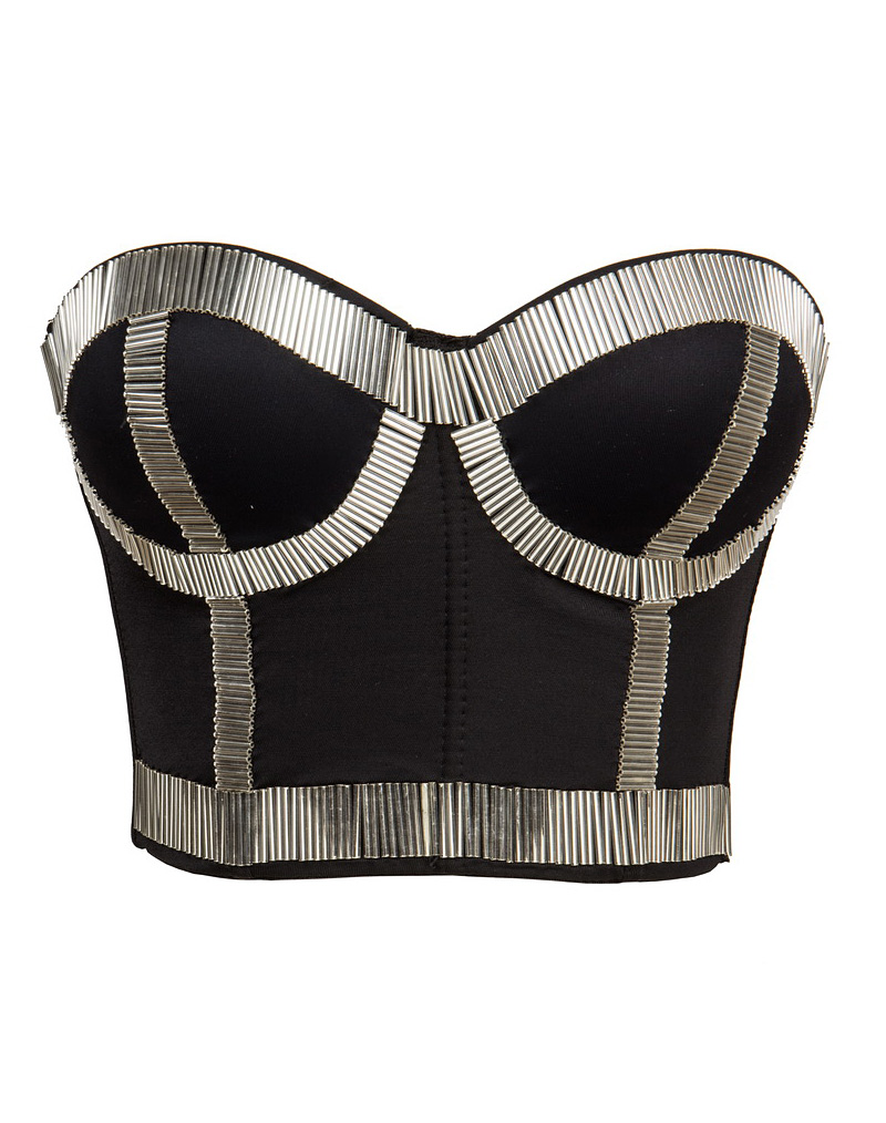 Metallic Steampunk Bustier Top Silver