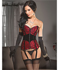 Black Red Zipper Front Corset