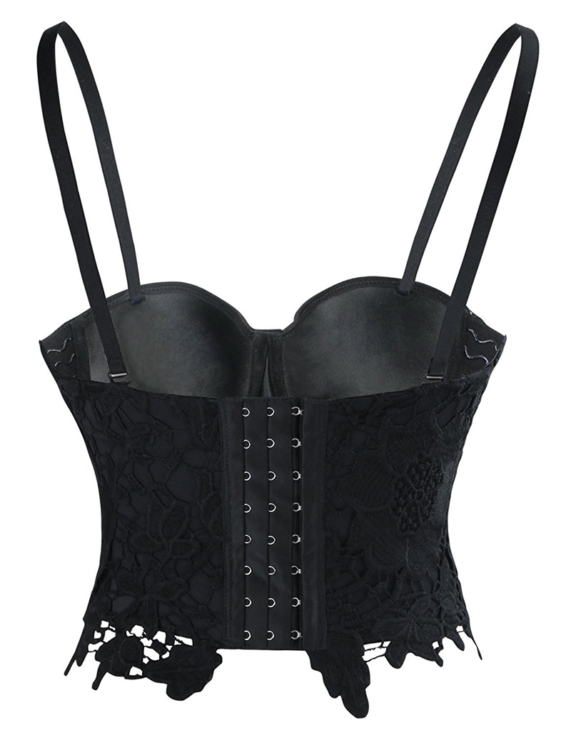 Goth Floral Lace Bustier Black