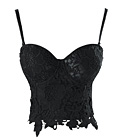 Goth Floral Lace Bustier Black