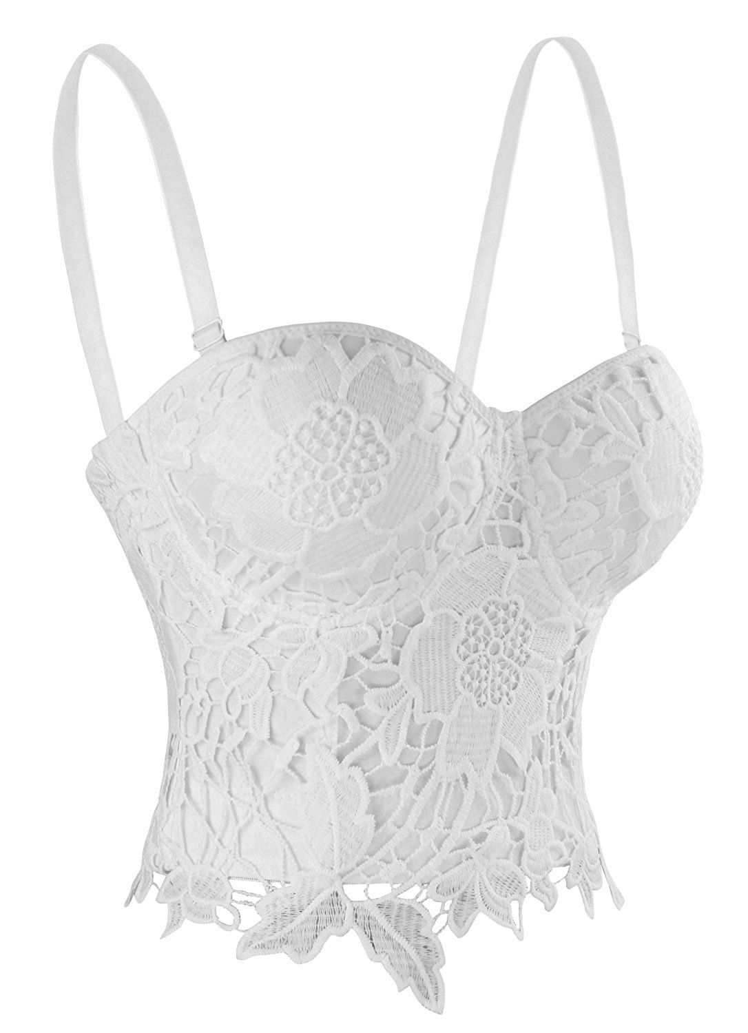 Goth Floral Lace Bustier White