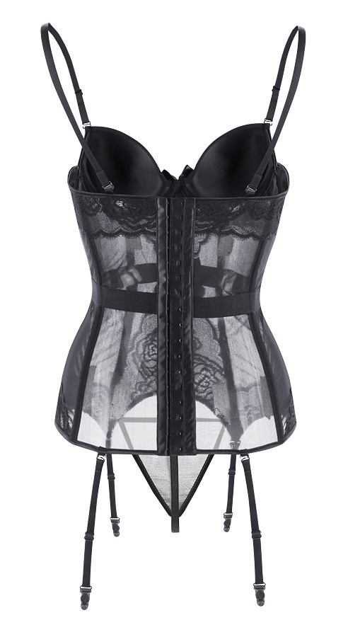 Mesh Bustier Top Set Black