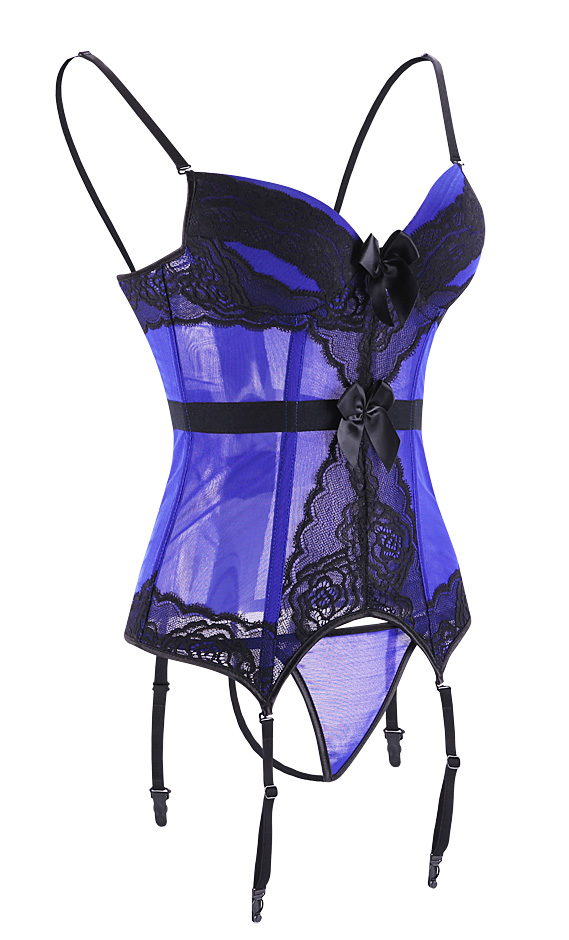 Mesh Bustier Top Set Blue