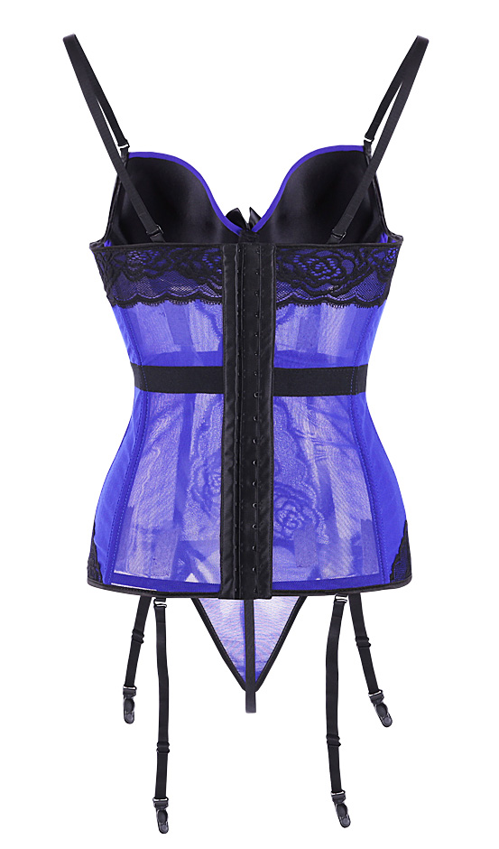 Mesh Bustier Top Set Blue