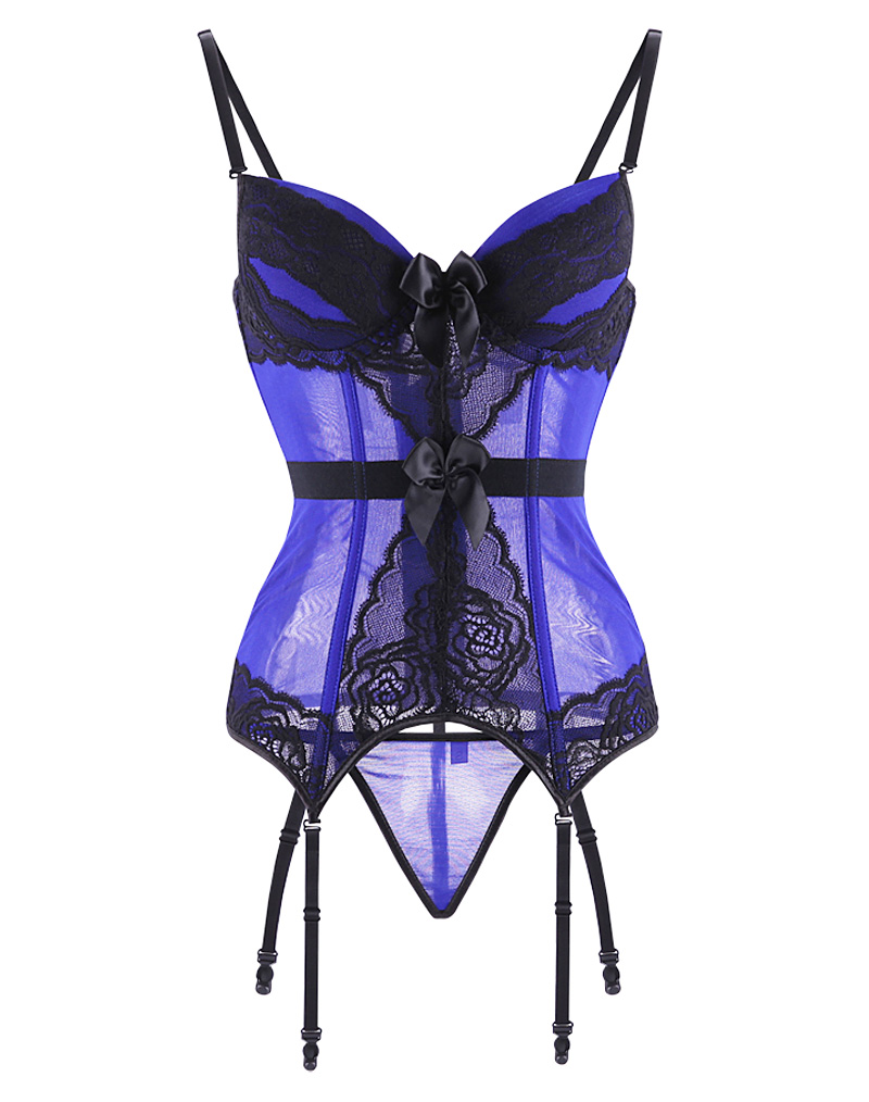 Mesh Bustier Top Set Blue