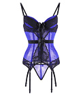 Mesh Bustier Top Set Blue