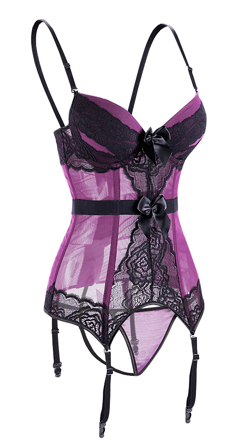 Mesh Bustier Top Set Purple