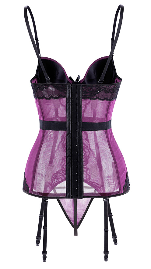 Mesh Bustier Top Set Purple