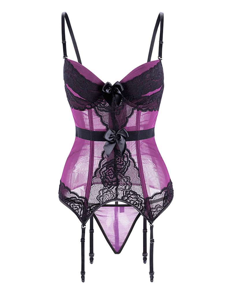 Mesh Bustier Top Set Purple