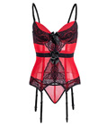 Mesh Bustier Top Set Red