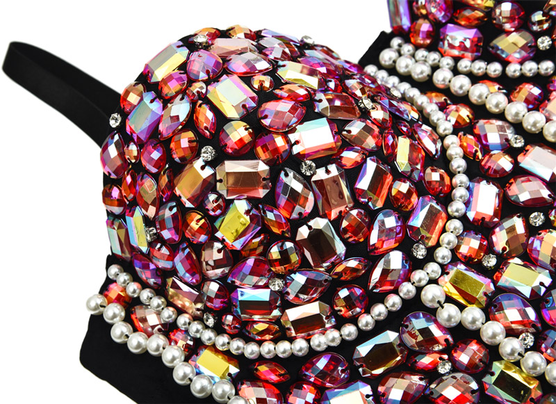 Colorful Rhinestone Bustier Top