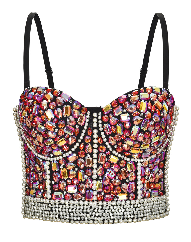 Colorful Rhinestone Bustier Top