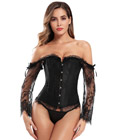 Lace Trim Sexy Corset Black