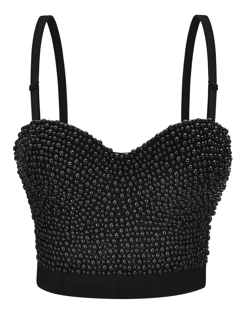Pearl Cover Bustier Top Black