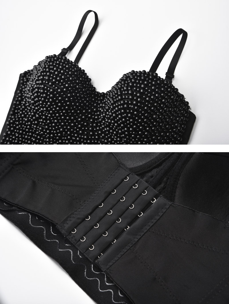 Pearl Cover Bustier Top Black