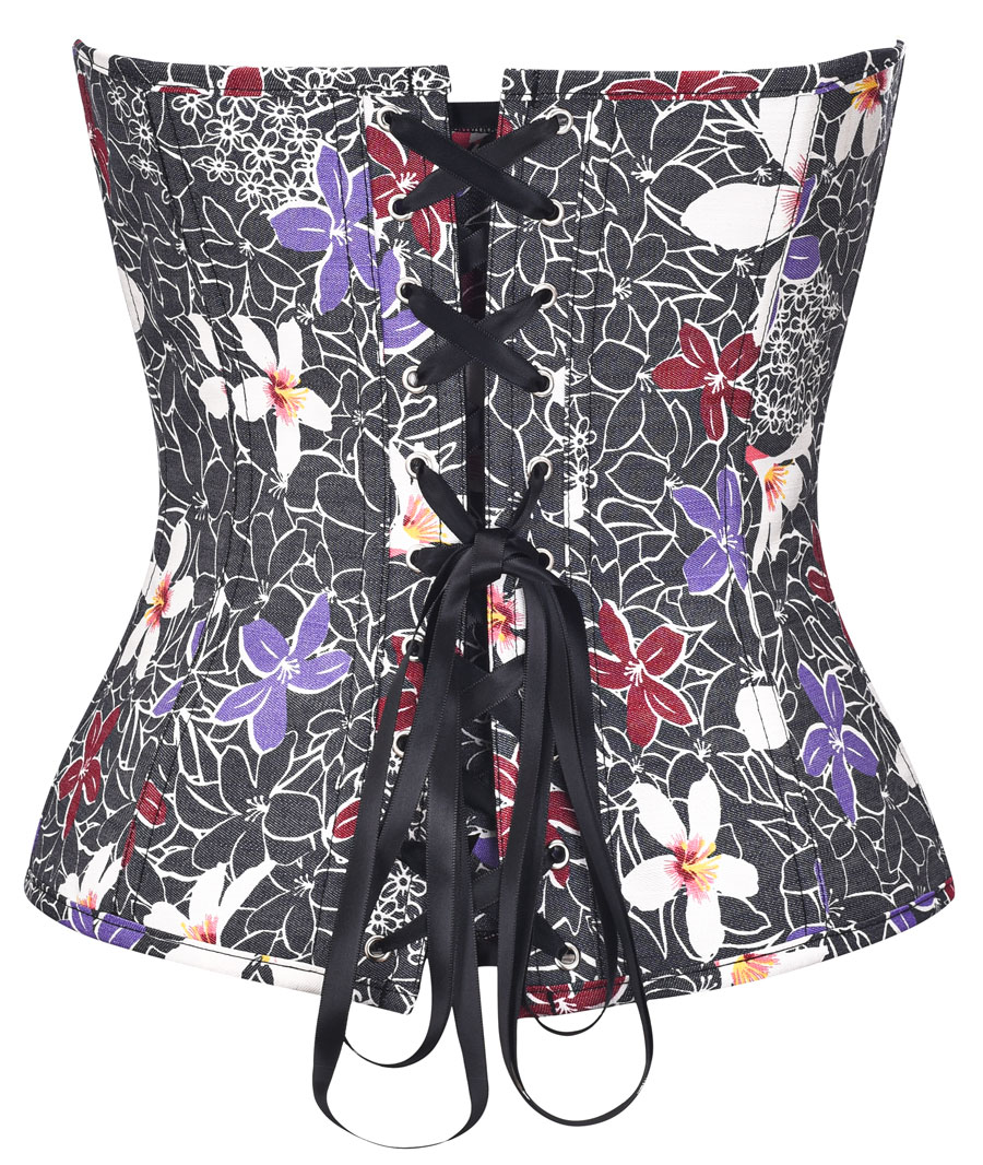 Denim Print Corset Cabernet