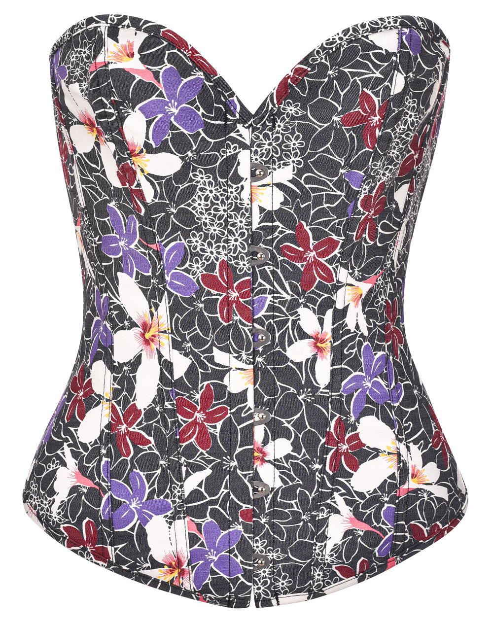 Denim Print Corset Cabernet