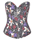 Denim Print Corset Cabernet