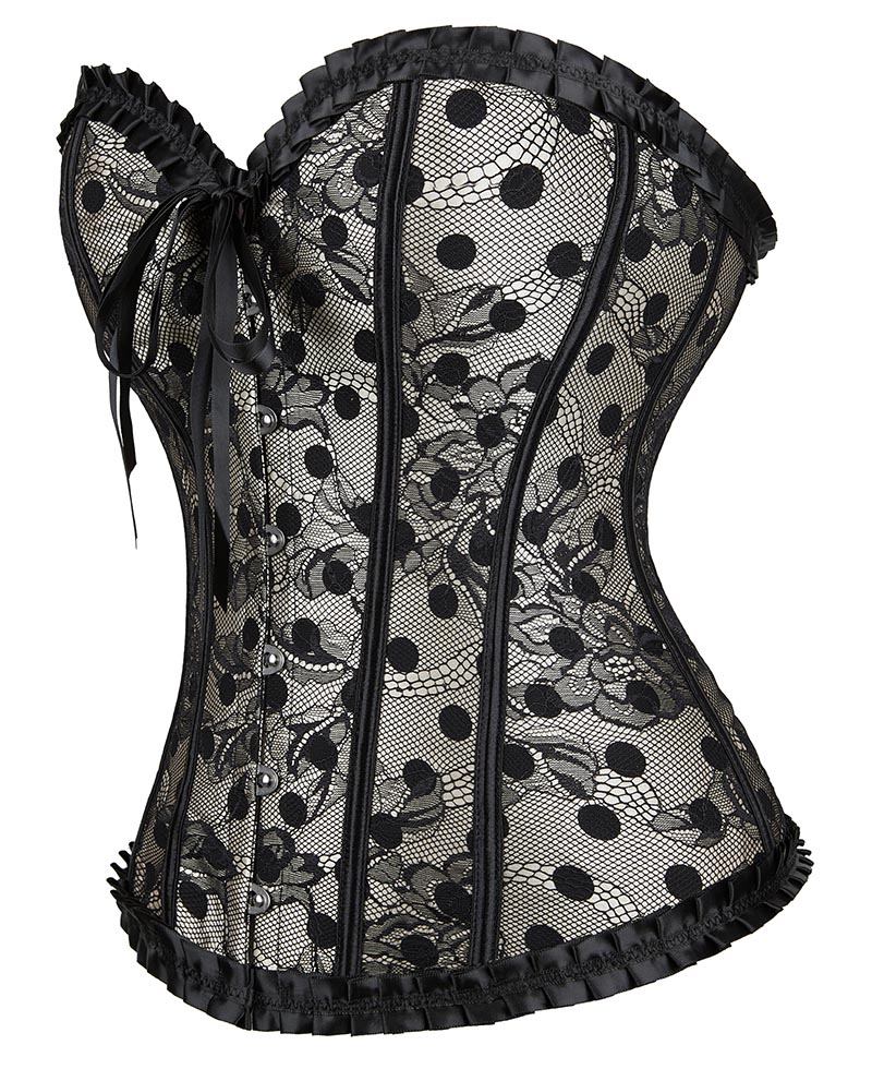 Polka Dot Lace and Satin Corset