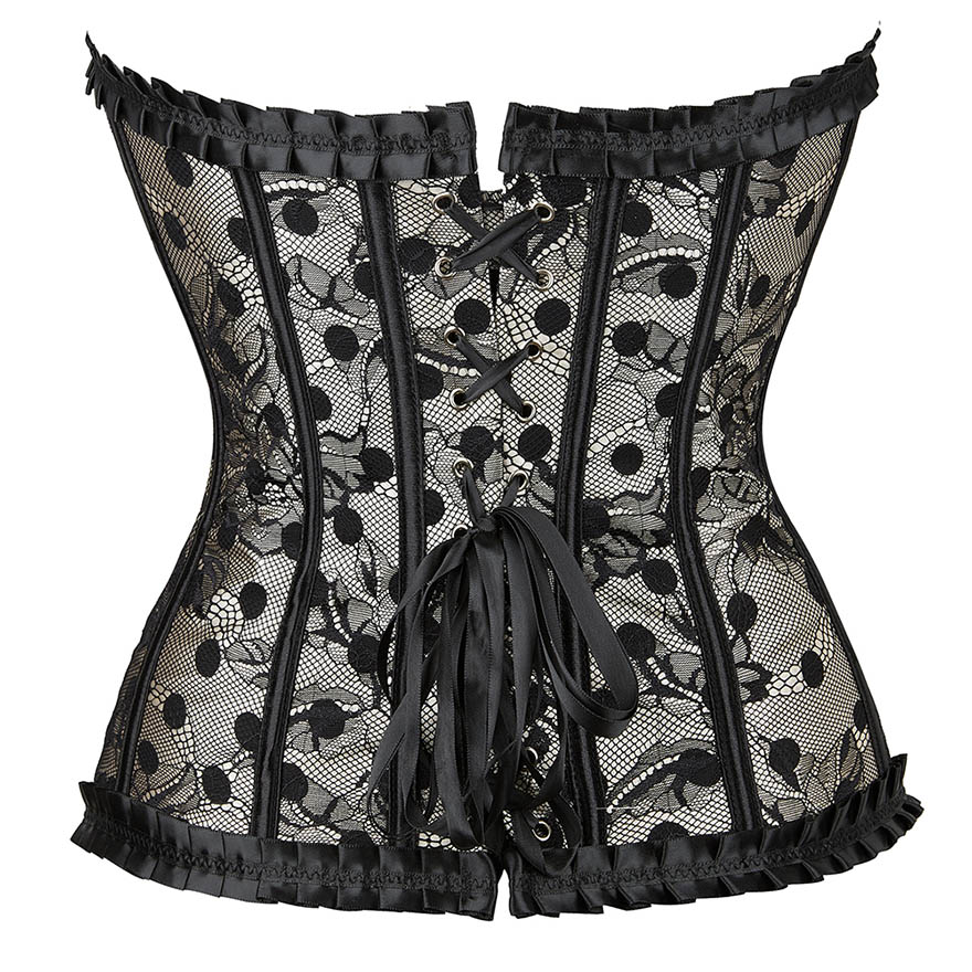 Polka Dot Lace and Satin Corset