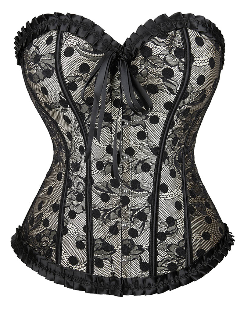 Polka Dot Lace and Satin Corset