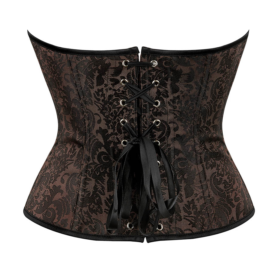 Brown Tapestry Strapless Corset