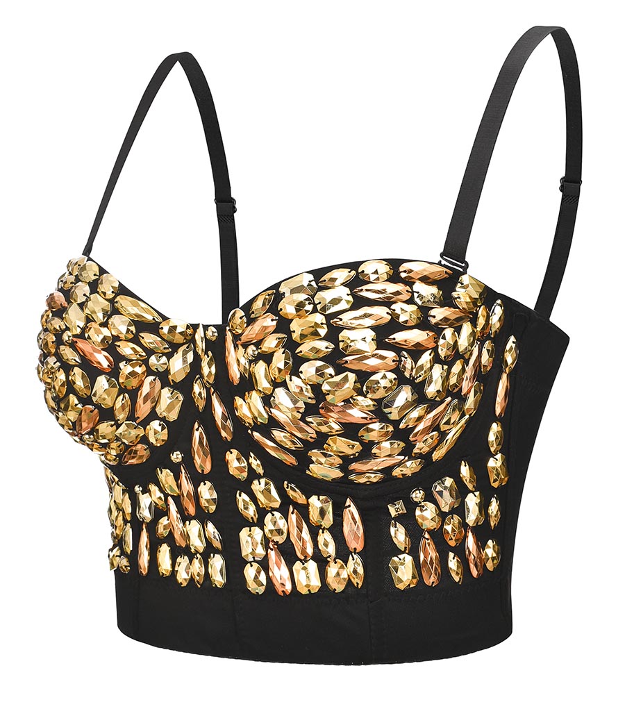 Gold Rhinestone Cover Bustier Top