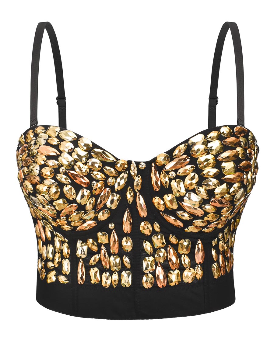 Gold Rhinestone Cover Bustier Top