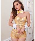 Cosplay Sequins Corset Set Yellow