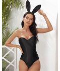 Bunny Corset Teddy Set Black