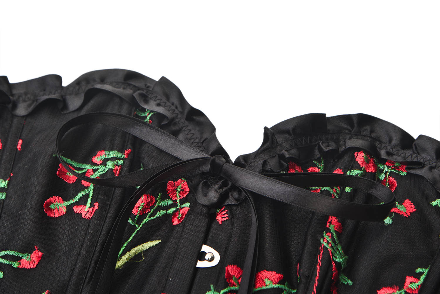 Cherry Embroidery Boned Corset