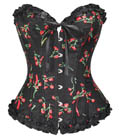 Cherry Embroidery Boned Corset